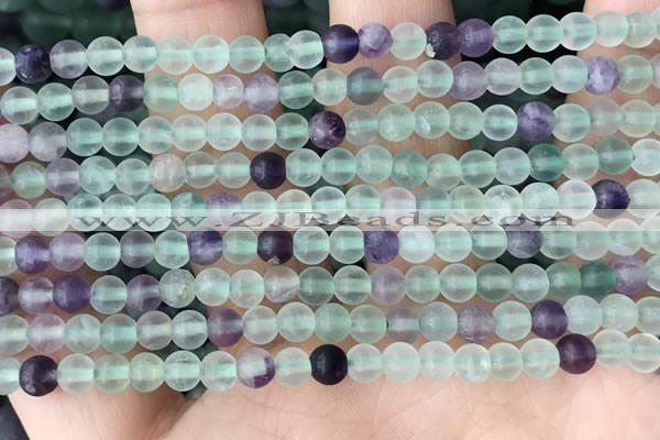 CFL1145 15.5 inches 4mm round matte fluorite beads wholesale