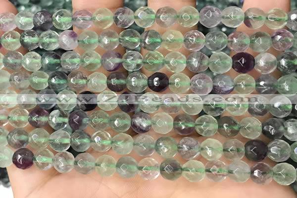 CLF1155 15.5 inches 6mm faceetd round fluorite gemstone beads