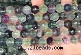 CLF1157 15.5 inches 10mm faceetd round fluorite gemstone beads