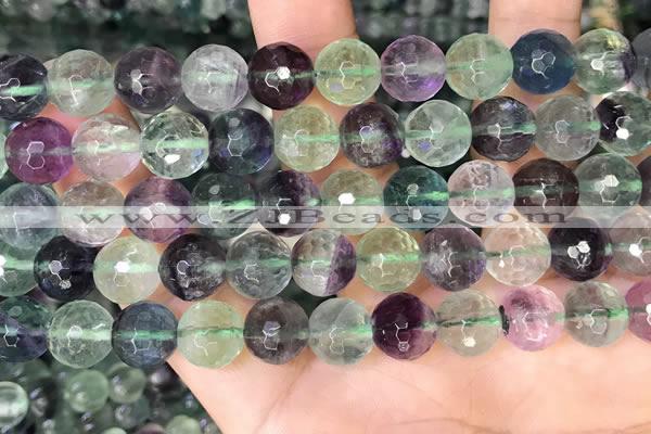 CLF1157 15.5 inches 10mm faceetd round fluorite gemstone beads