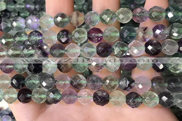 CLF1162 15.5 inches 8mm faceetd round fluorite gemstone beads