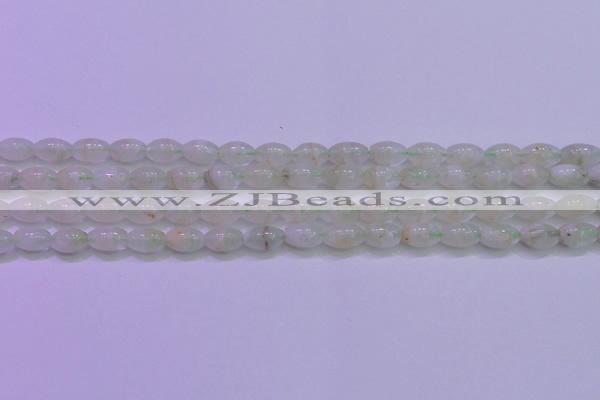 CFL1200 15.5 inches 6*10mm rice green fluorite gemstone beads