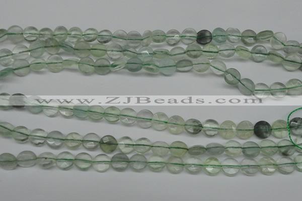 CFL131 15.5 inches 8mm faceted coin green fluorite beads
