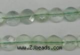 CFL132 15.5 inches 10mm faceted coin green fluorite beads