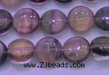 CFL1331 15.5 inches 10mm flat round purple fluorite gemstone beads