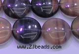 CFL1336 15.5 inches 18mm flat round purple fluorite gemstone beads