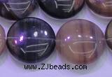 CFL1337 15.5 inches 20mm flat round purple fluorite gemstone beads