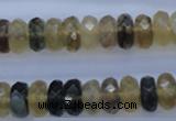 CFL143 15.5 inches 6*12mm faceted rondelle yellow fluorite beads