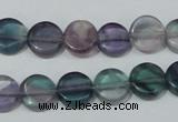 CFL163 15.5 inches 12mm coin natural fluorite beads wholesale