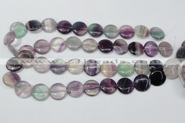 CFL166 15.5 inches 18mm flat round natural fluorite beads wholesale