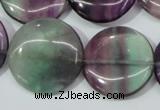 CFL168 15.5 inches 25mm flat round natural fluorite beads wholesale