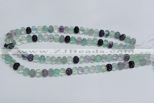 CFL300 15.5 inches 8*10mm carved rondelle natural fluorite beads