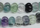 CFL301 15.5 inches 10*14mm carved rondelle natural fluorite beads