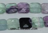 CFL319 15.5 inches 14*14mm faceted square natural fluorite beads