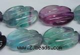 CFL321 15.5 inches 16*24mm carved oval natural fluorite beads