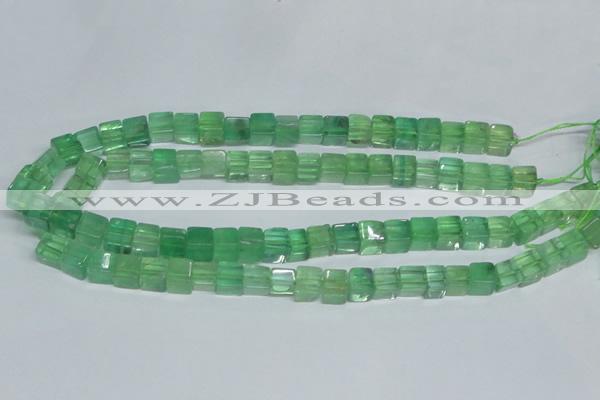 CFL339 15.5 inches 10*10mm cube natural green fluorite beads