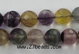 CFL405 15.5 inches 12mm faceted round rainbow fluorite beads