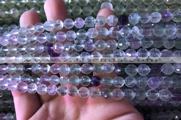 CFL414 15.5 inches 7mm faceted round fluorite gemstone beads