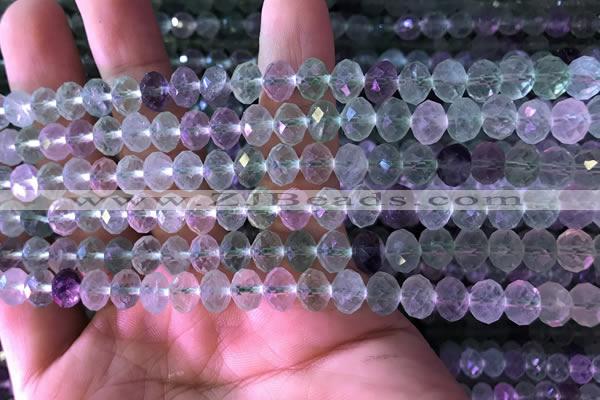 CFL415 15.5 inches 6*8mm faceted rondelle fluorite gemstone beads