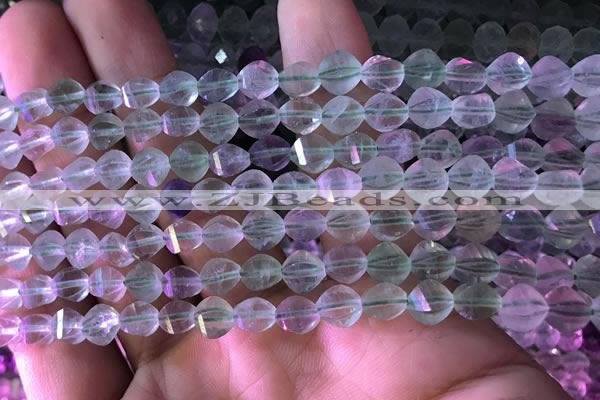 CFL416 15.5 inches 6mm faceted nuggets fluorite gemstone beads