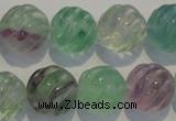 CFL459 15.5 inches 16mm carved round natural fluorite beads