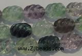 CFL475 15.5 inches 10*14mm carved rice natural fluorite beads