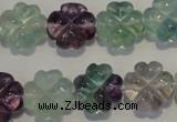 CFL493 15.5 inches 15mm carved flower natural fluorite beads