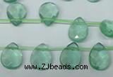 CFL650 Top-drilled 10*14mm faceted briolette green fluorite beads