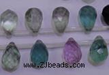 CFL709 Top-drilled 10*14mm faceted teardrop natural fluorite beads