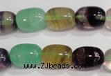 CFL771 15.5 inches 10*14mm drum rainbow fluorite gemstone beads