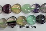 CFL789 15.5 inches 12mm heart rainbow fluorite gemstone beads