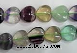 CFL790 15.5 inches 14mm heart rainbow fluorite gemstone beads