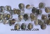 CFL963 Top drilled 10*14mm flat teardrop natural fluorite beads