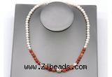 CFN114 potato white freshwater pearl & fire agate necklace, 16 - 24 inches