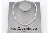 CFN161 baroque white freshwater pearl & white moonstone necklace with pendant