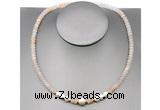 CFN201 4*6mm faceted rondelle pink aventurine & potato white freshwater pearl necklace