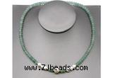 CFN202 4*6mm faceted rondelle green aventurine & potato white freshwater pearl necklace