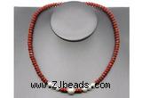 CFN212 4*6mm faceted rondelle red jasper & potato white freshwater pearl necklace