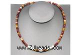 CFN217 4*6mm faceted rondelle mookaite & potato white freshwater pearl necklace
