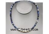 CFN221 4*6mm faceted rondelle sodalite & potato white freshwater pearl necklace