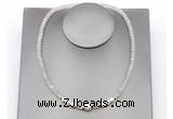 CFN229 4*6mm faceted rondelle rose quartz & potato white freshwater pearl necklace