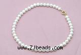 CFN593 Non-knotted 9mm - 10mm potato white freshwater pearl necklace