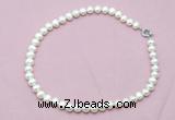 CFN594 Hand -knotted 9mm - 10mm potato white freshwater pearl necklace