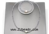 CFN604 4mm faceted round labradorite & potato white freshwater pearl jewelry set