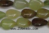 CFW121 15.5 inches 12*16mm flat teardrop flower jade gemstone beads