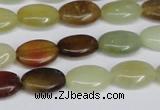 CFW125 15.5 inches 10*14mm flat oval flower jade gemstone beads