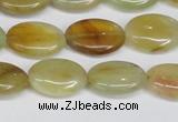 CFW126 15.5 inches 12*16mm flat oval flower jade gemstone beads