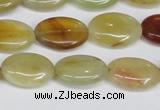 CFW127 15.5 inches 13*18mm flat oval flower jade gemstone beads