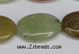 CFW131 15.5 inches 22*30mm flat oval flower jade gemstone beads