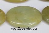 CFW132 15.5 inches 30*40mm flat oval flower jade gemstone beads